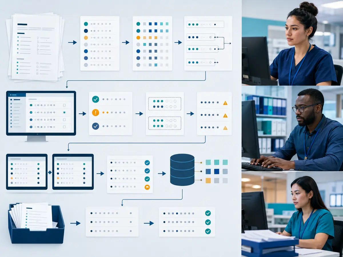 Shri Data Entry Services team working on Survey Forms Data Entry Services projects