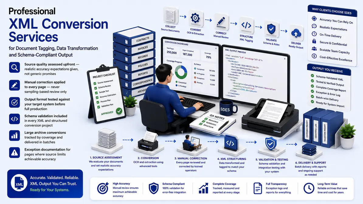 XML Conversion Services workflow and quality review