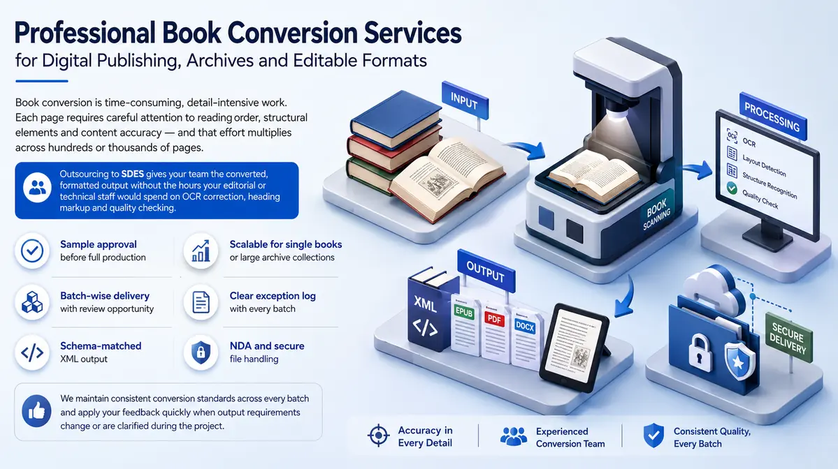 Book Conversion Services workflow and quality review