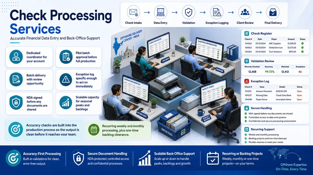 Check Processing Services workflow and quality review