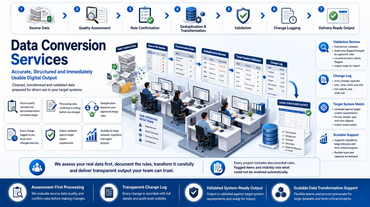 Data Conversion Services workflow and quality review