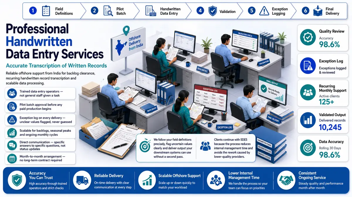 Handwritten Data Entry Services workflow and quality review