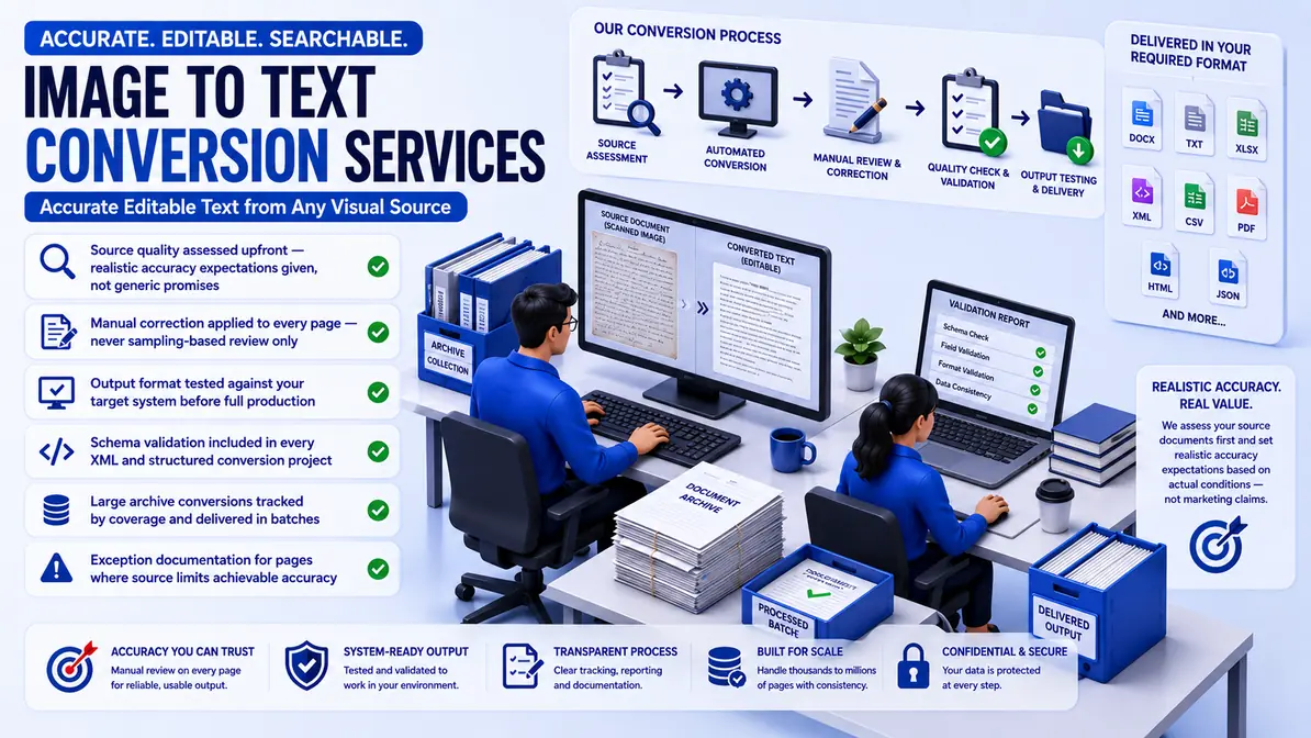 Image to Text Conversion Services workflow and quality review