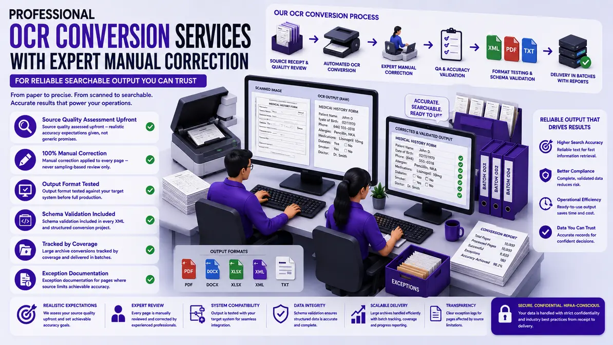 OCR Conversion Services workflow and quality review