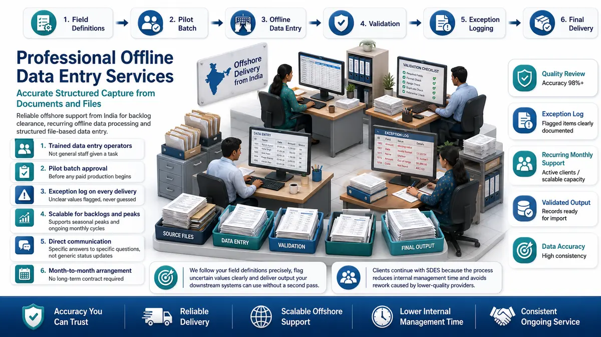 Offline Data Entry Services workflow and quality review