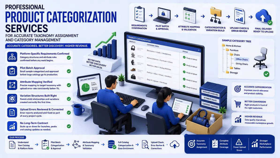 Product Categorization Services workflow and quality review