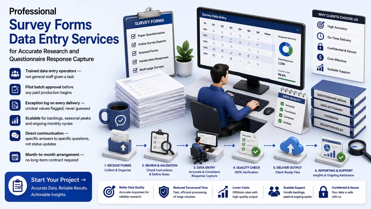 Survey Forms Data Entry Services workflow and quality review